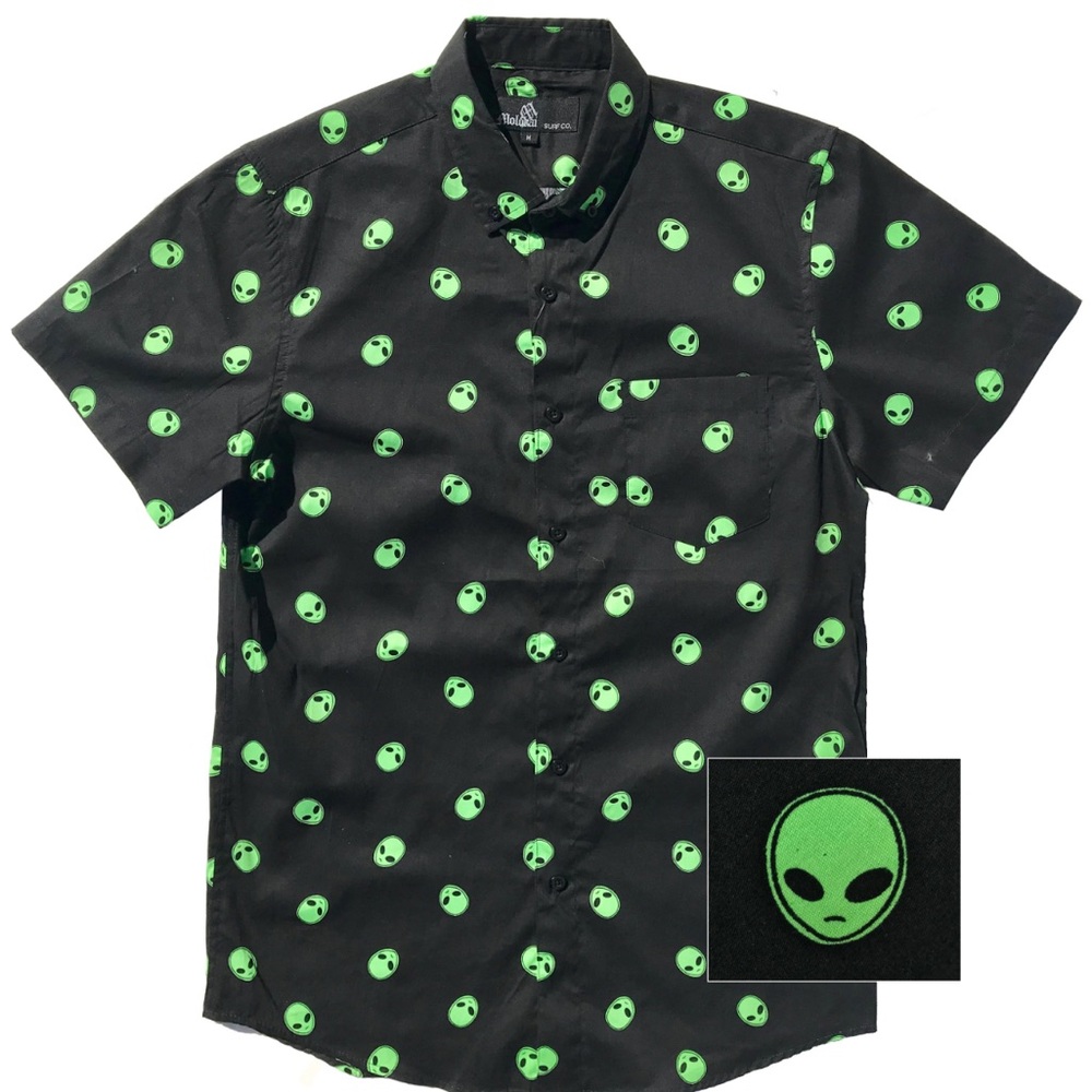 Molokai Surf Alien Button Down Shirt Large